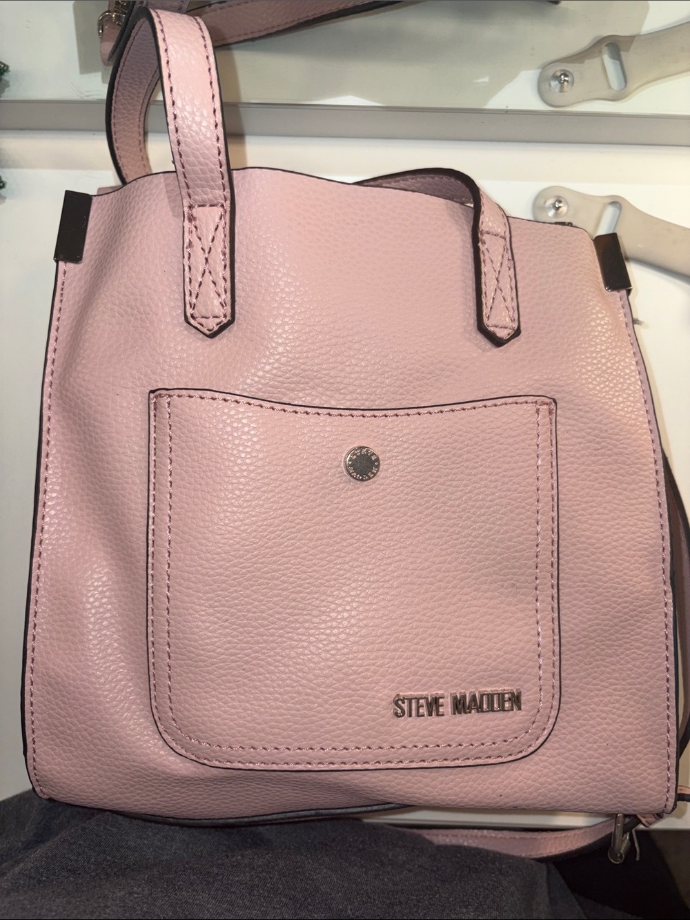 Steve Madden Light Pink Pebbled Leather Tote